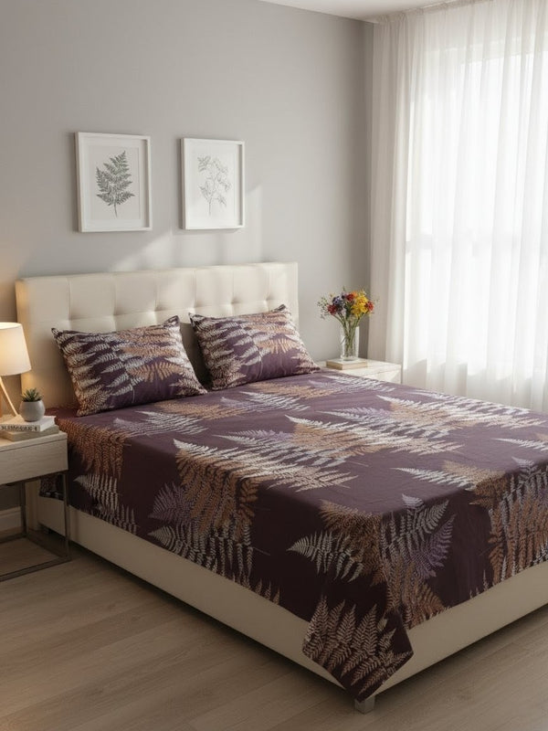 Purple Leaf Print - bedsheet