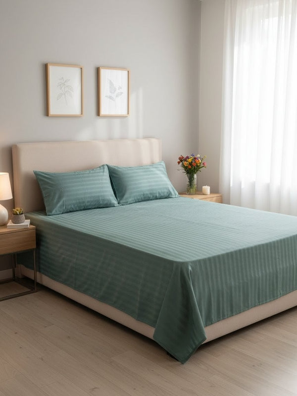 Satin Stripes (green) - bedsheet