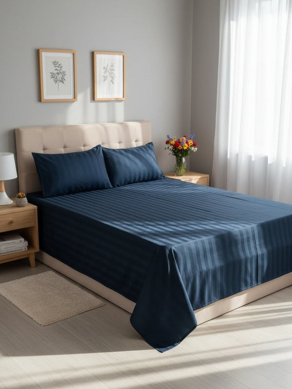 Satin Stripes (Blue) - bedsheet