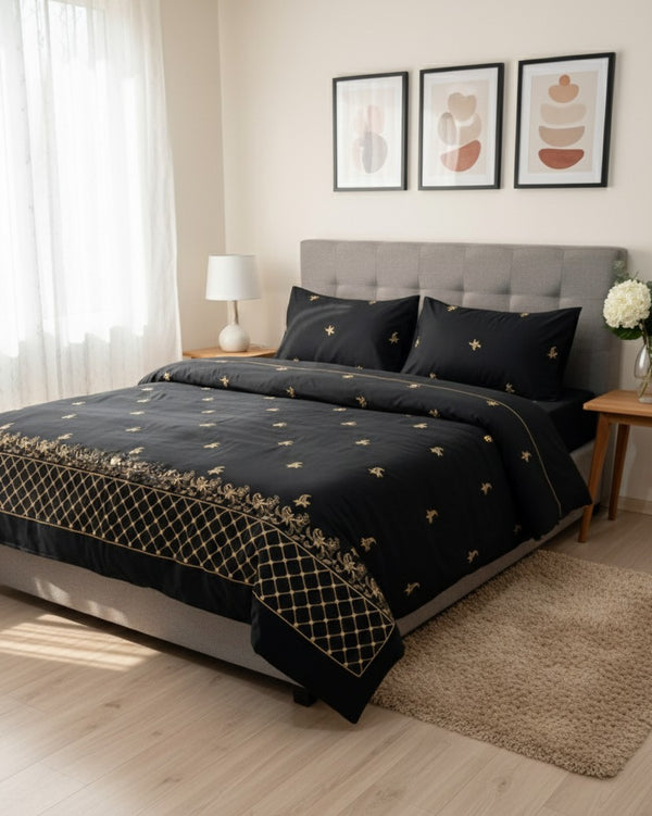 Black Gold Embroidery - Bedsheet