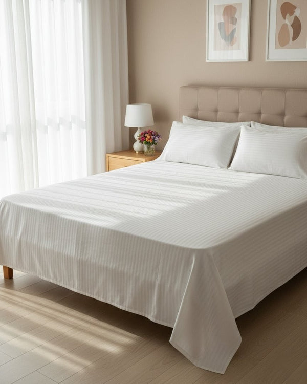 White Satin Stripe - Bedsheet